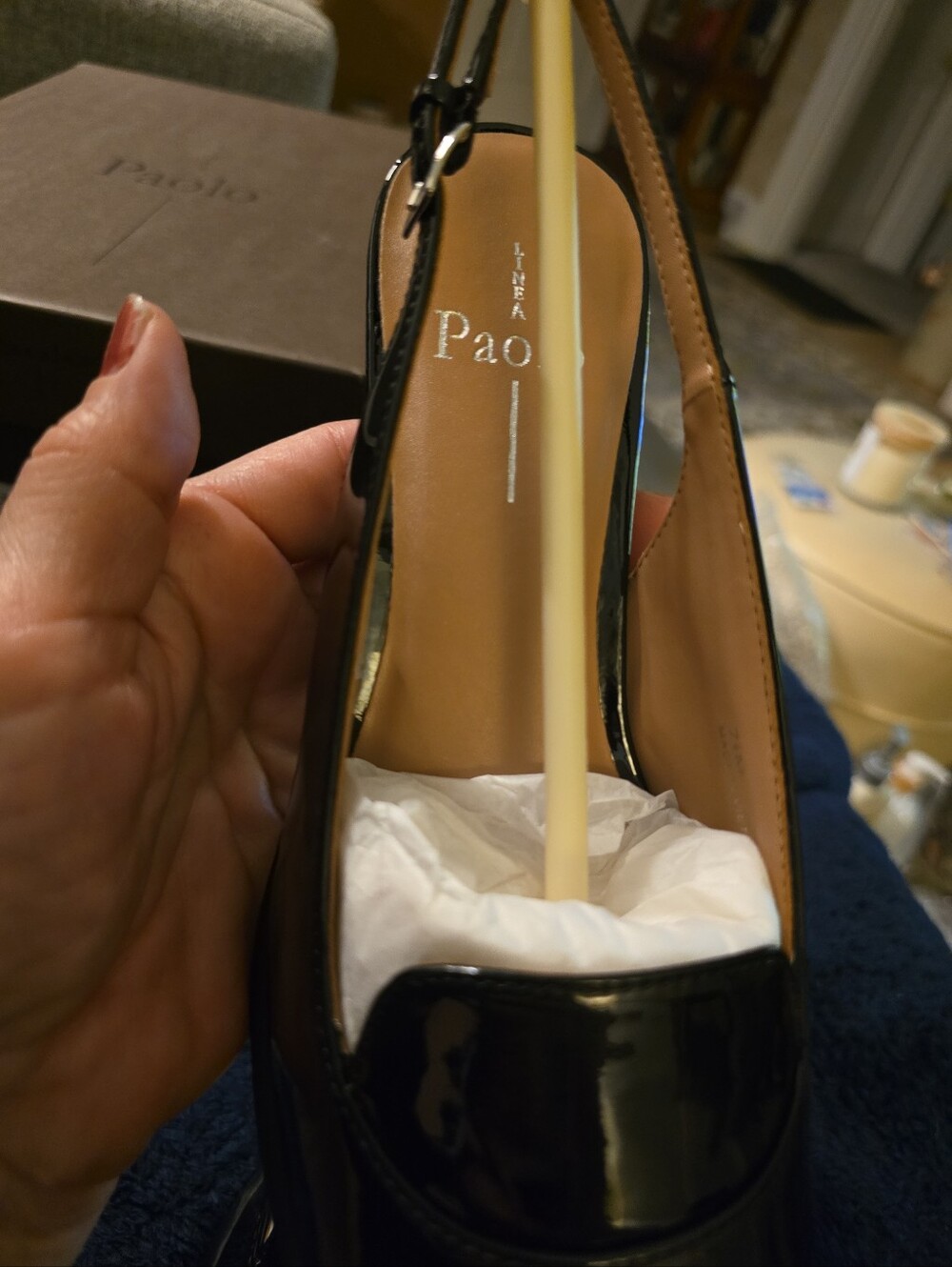 Classic Patent Black Pumps with Block Heel - Picture 9 of 11